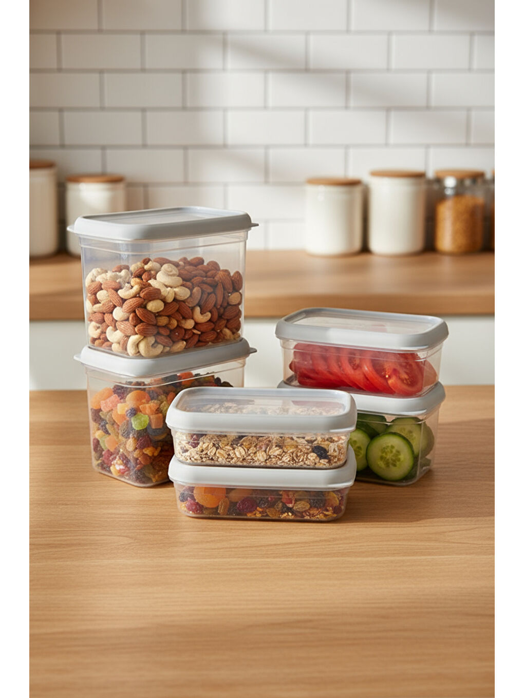 Renksiz Hide Plus 6'lı Saklama Kabı Beyaz-5