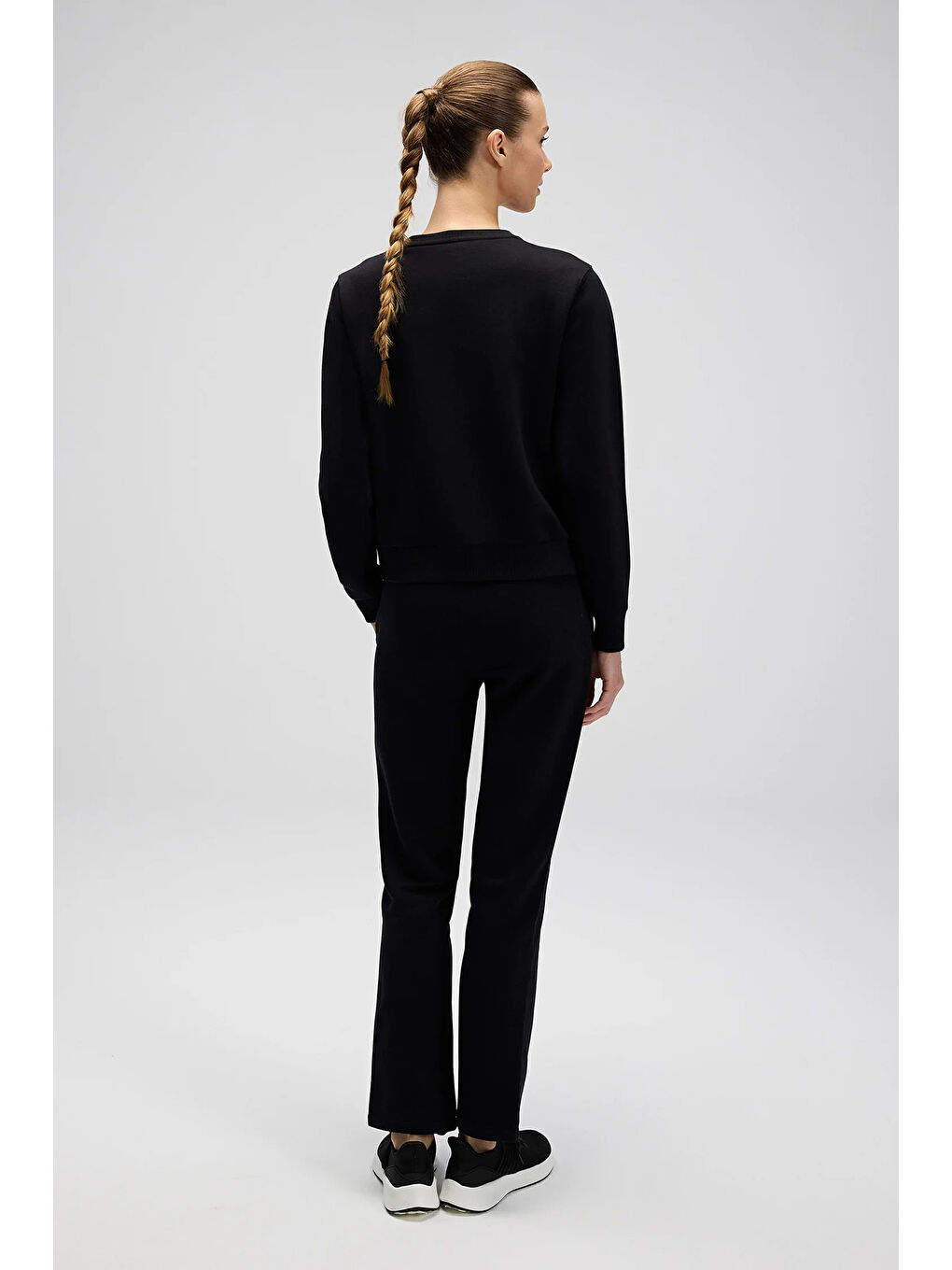 Siyah Pamuklu Regular Fit Bisiklet Yaka Logolu Sweat EF553-BK-3