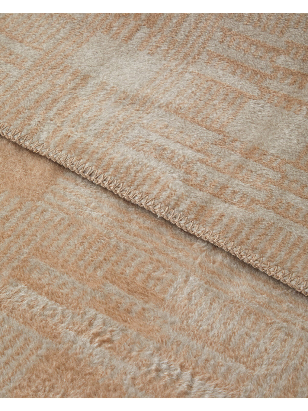 Linear Calm Pamuklu Çift Kişilik Battaniye 200x220 cm Ekru-2