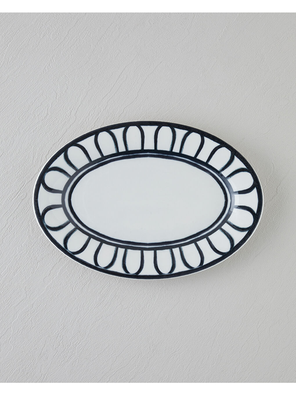 Monarch Porselen Kayık Tabak 30 cm Siyah - Beyaz-1