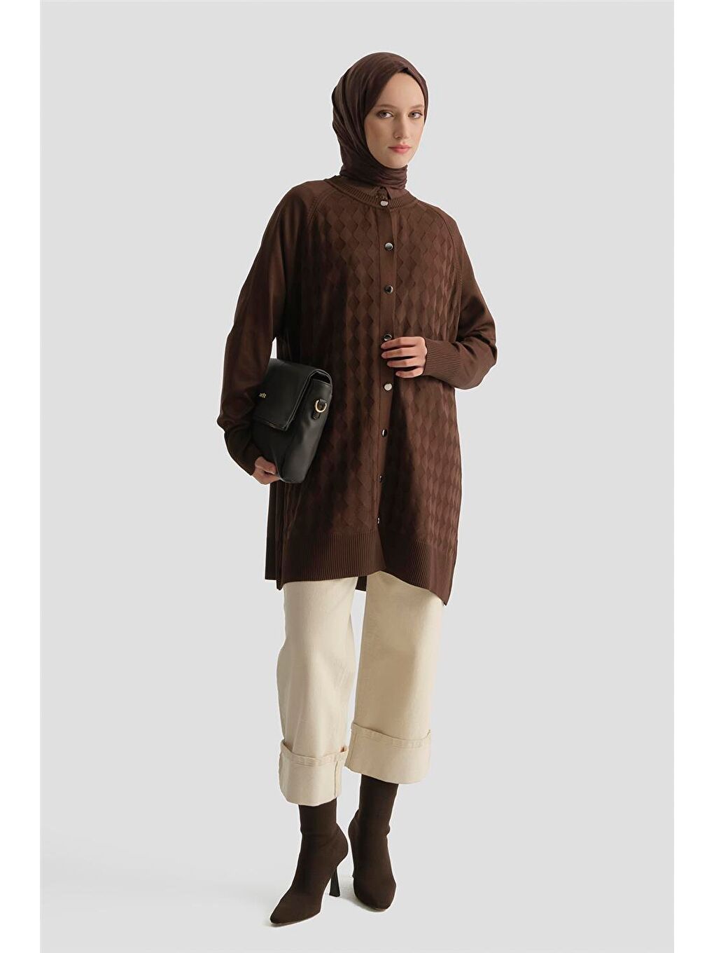 Kahverengi Triko Ceket 25Kd5093 Kahve