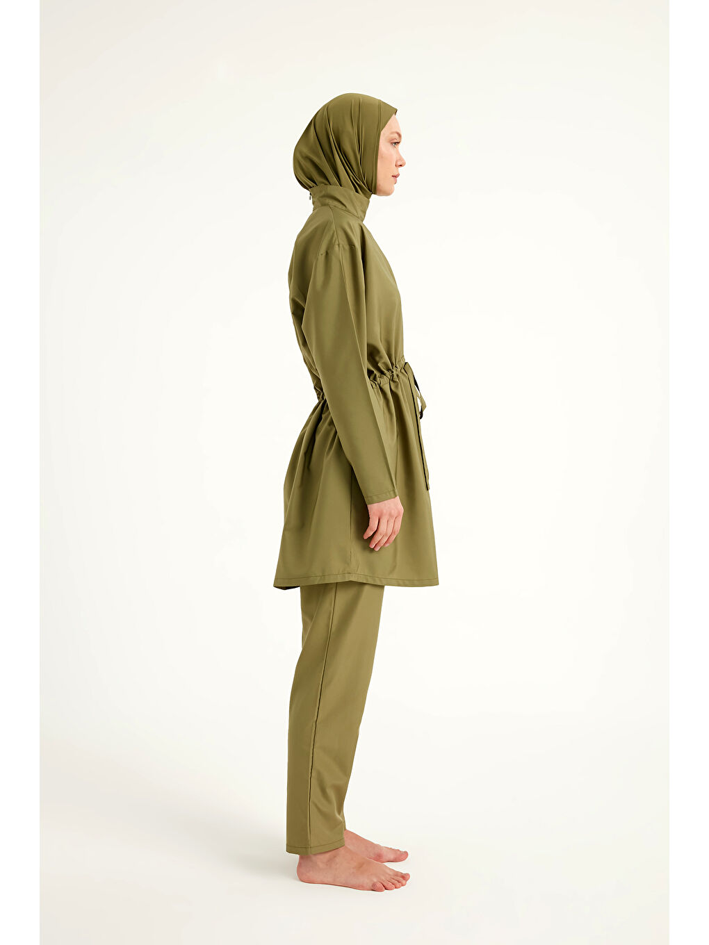 Yeşil Hakim Yaka Tam Kapalı Tesettür Mayo Takımı A2502-5-4