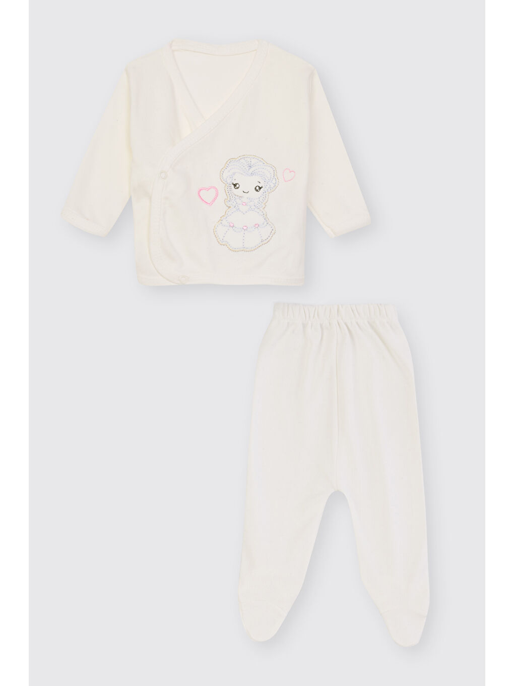 Yenidoğan Prenses Detaylı Ekru 10'lu Hastane Çıkış Seti-1