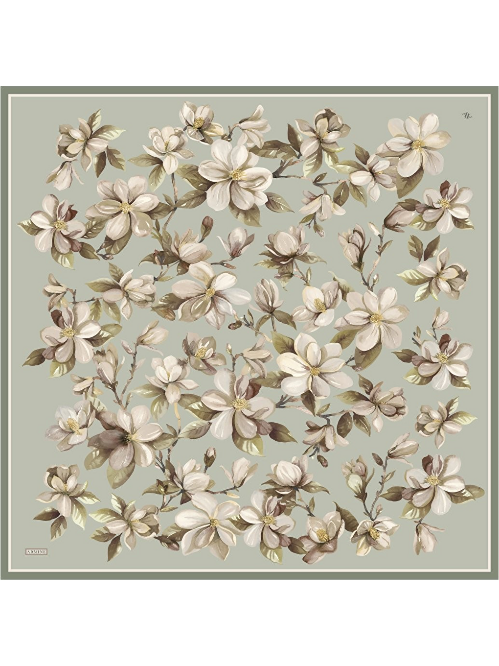 Haki Saf İpek Sura Eşarp 9524D 31-4