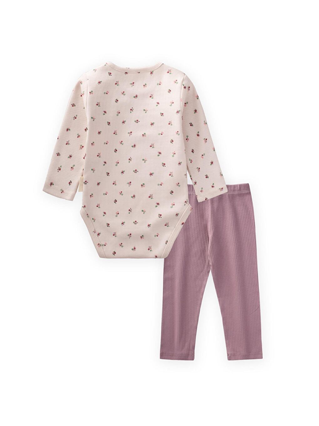 Desenli Uzun Kollu Zıbın Takım 0-3 Yaş Ekru-1