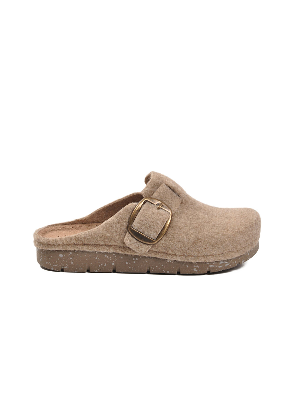 Kahverengi Camel Keçe Anatomik Kadın Ev Terliği K-117.005 Z-1