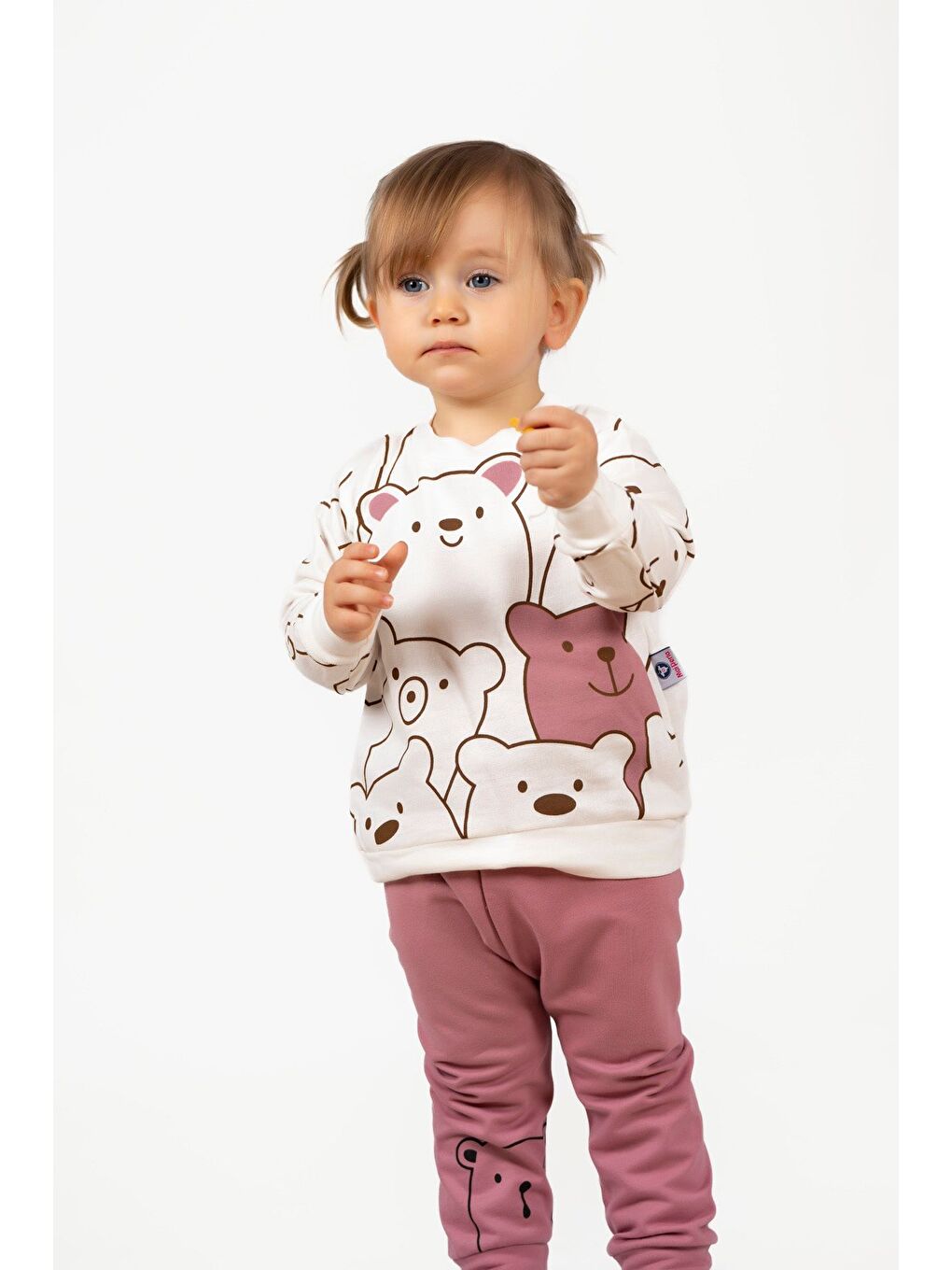 Mor Smile Bear Nose Unisex Bebek 2'Lİ Alt Üst Takım-3