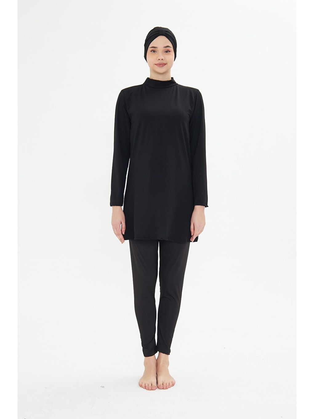 Tam Kapalı Elastanlı Tesettür Mayo Siyah 3485-S