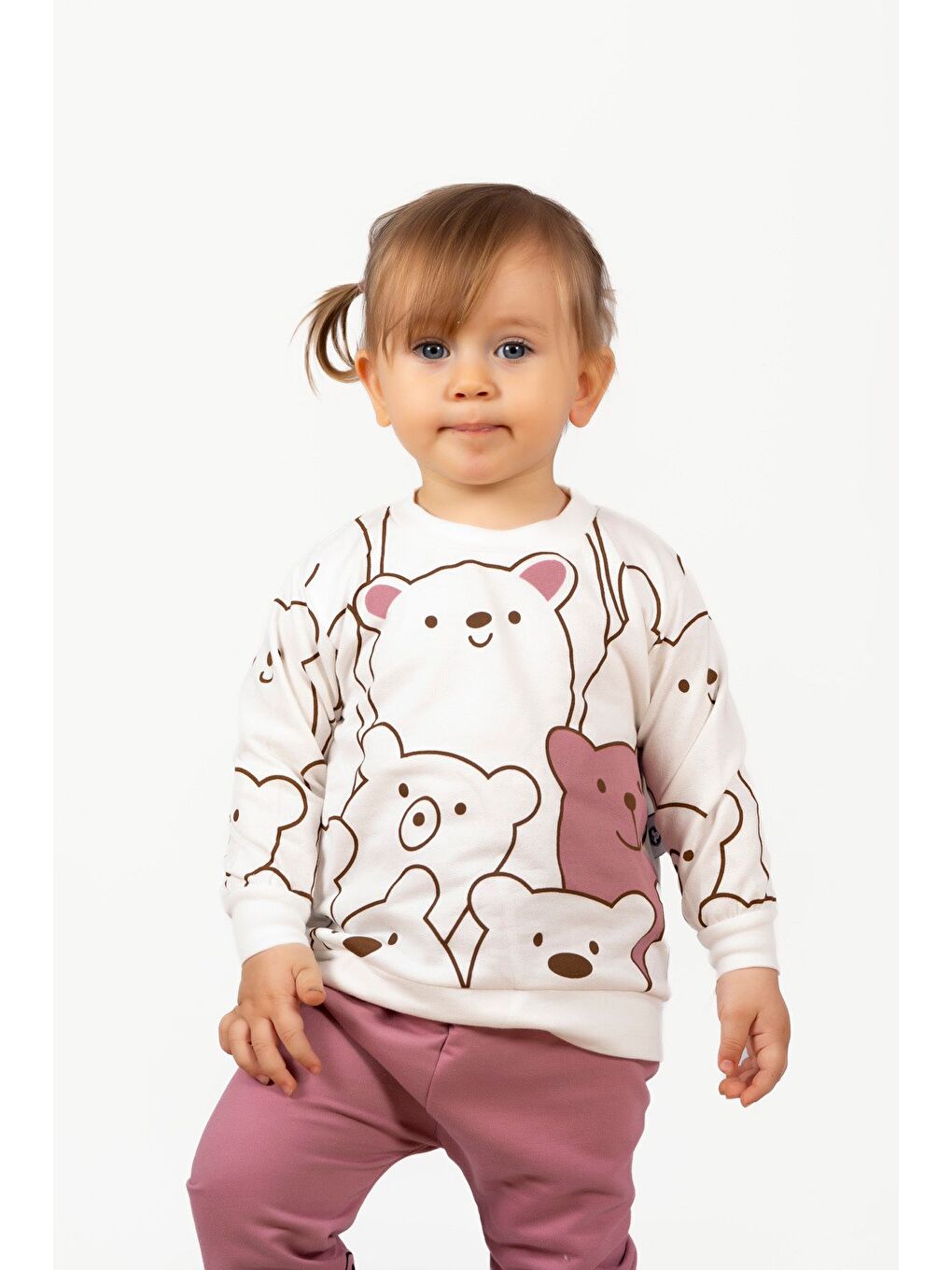 Mor Smile Bear Nose Unisex Bebek 2'Lİ Alt Üst Takım-4