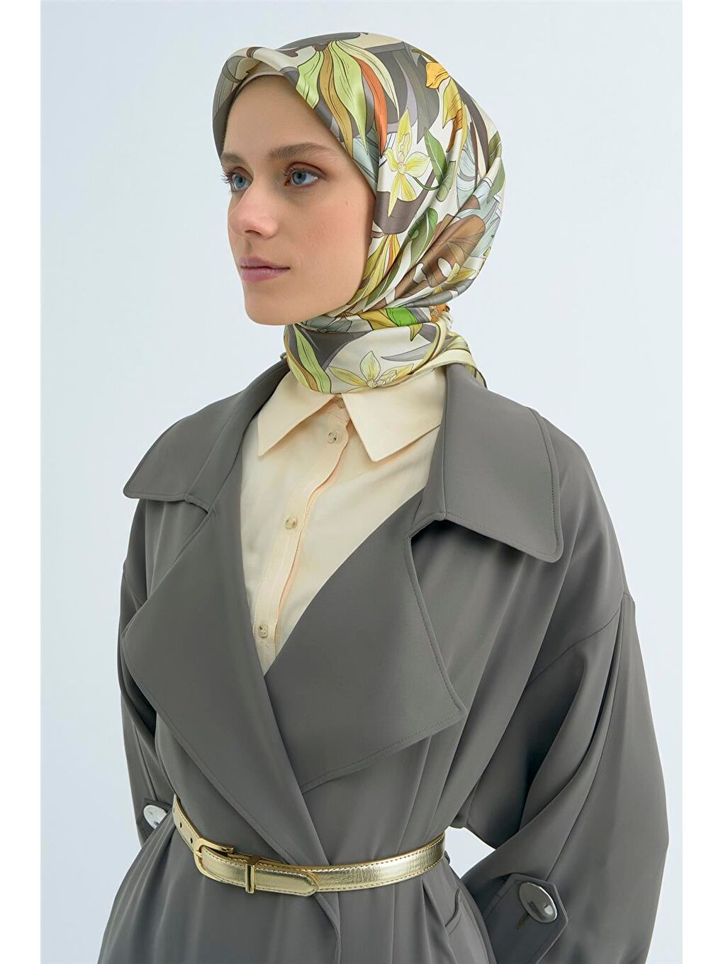 Haki Saf İpek Twill Eşarp 9500D 31-1