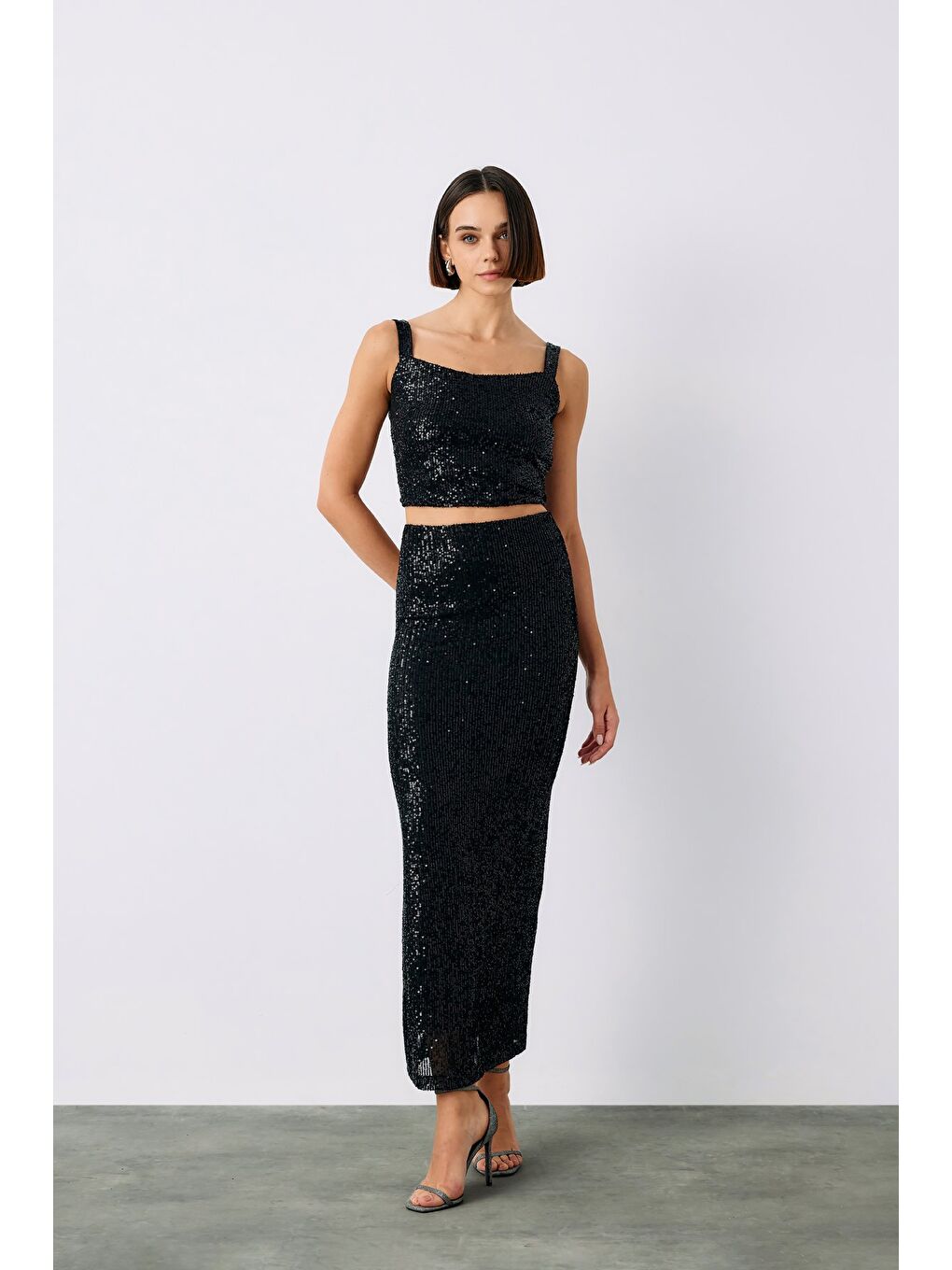 Karolin Midi Etek - Siyah-4