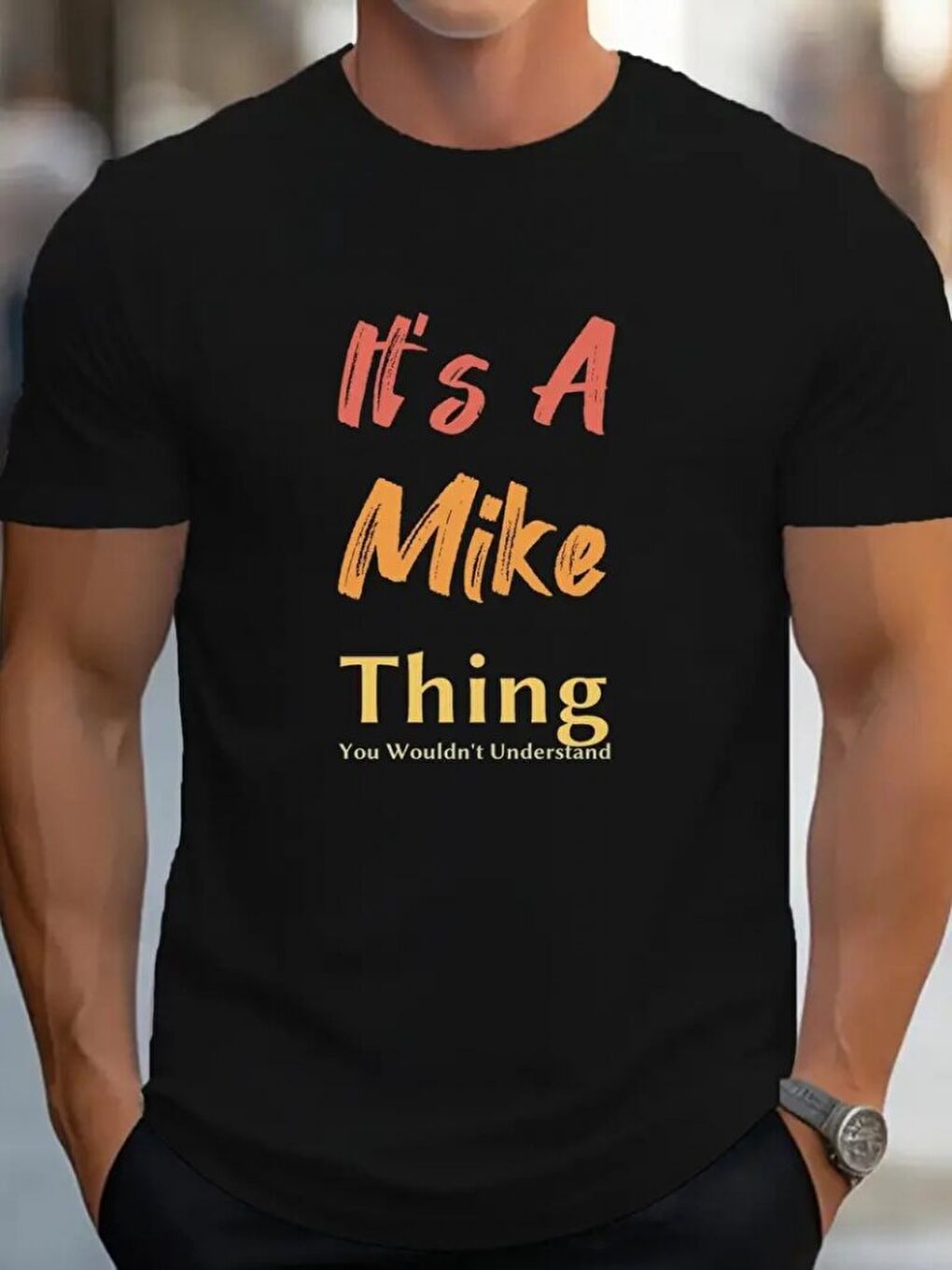 Siyah Erkek It Is A Mike Thing Baskılı Erkek T-shirt