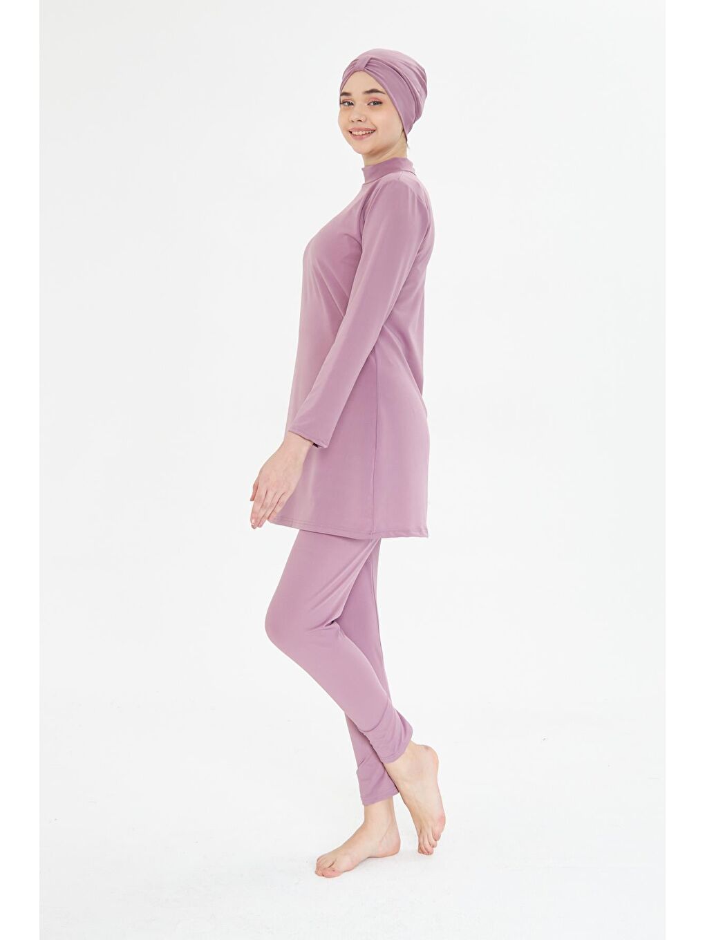 Tam Kapalı Elastanlı Tesettür Mayo Pembe 3485-P-2