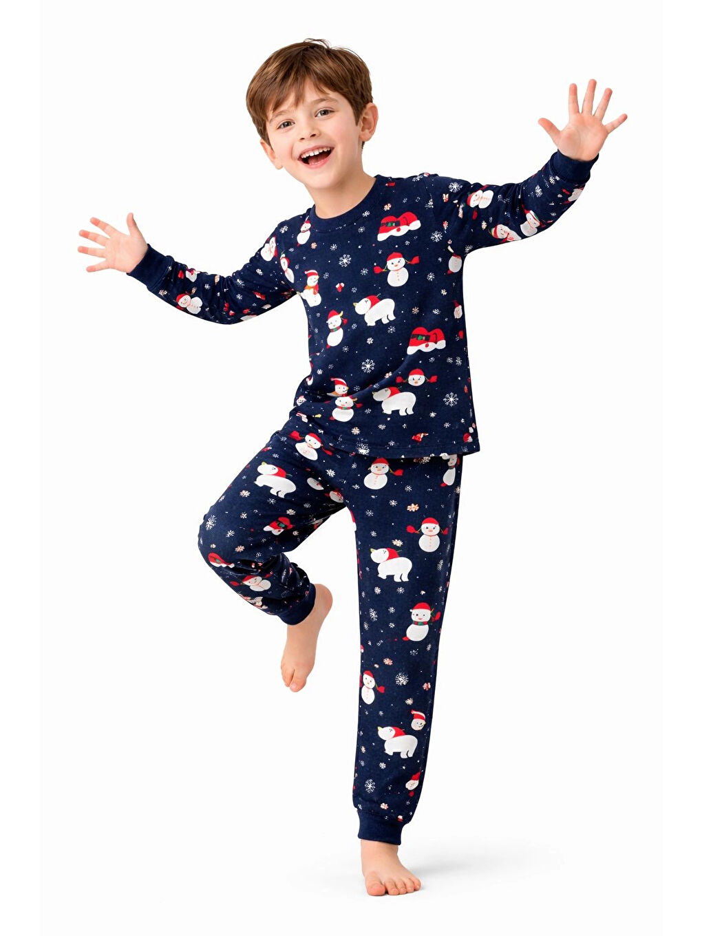 Lacivert Yılbaşı Konsept Erkek Çocuk Pijama Takımı 51339-1