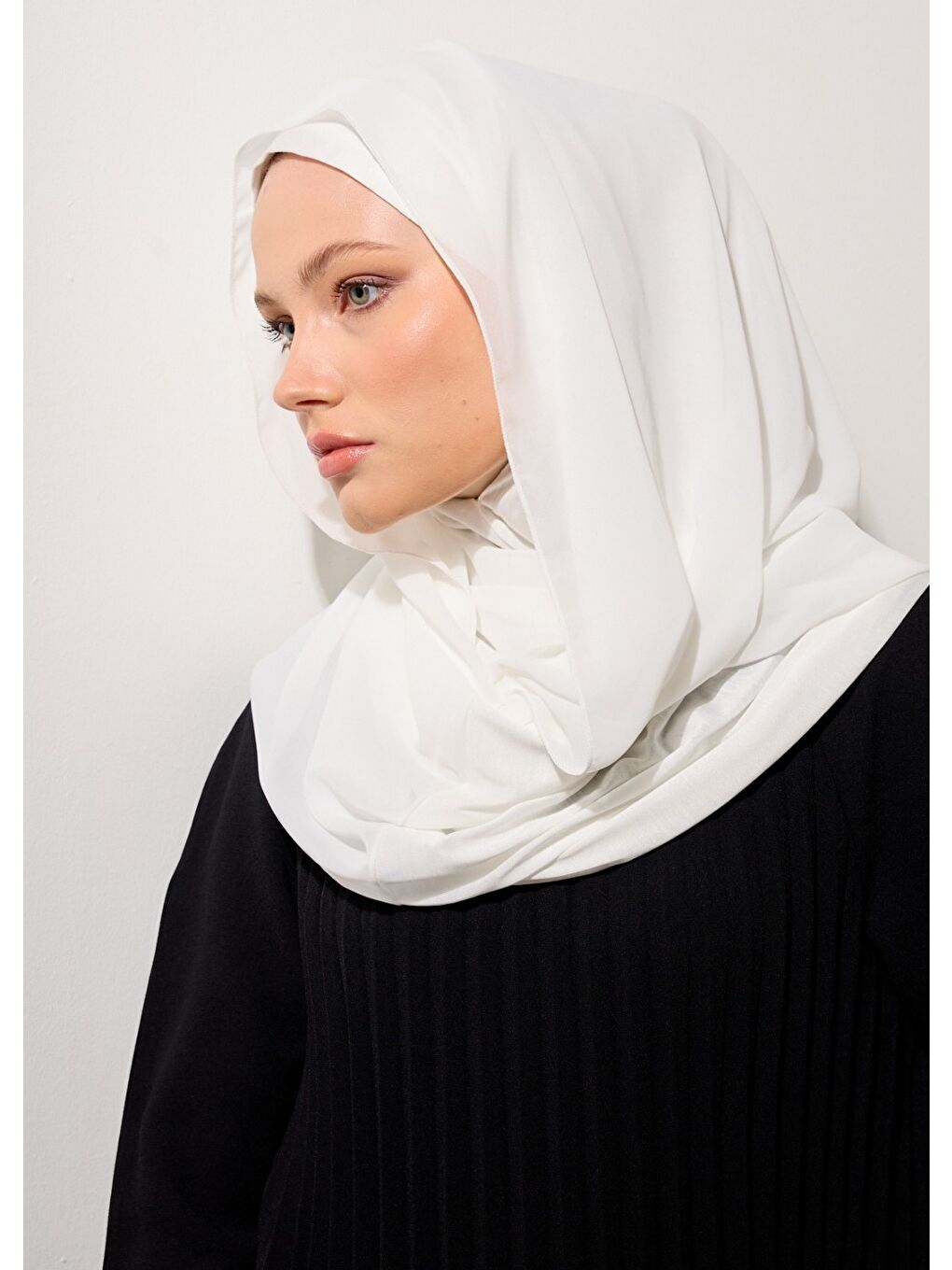 Eşarp - Şifonlu Şal - Beyaz-1