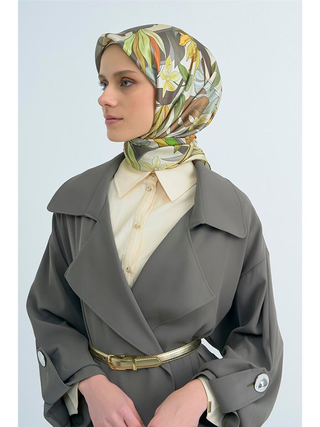 Haki Saf İpek Twill Eşarp 9500D 31-2