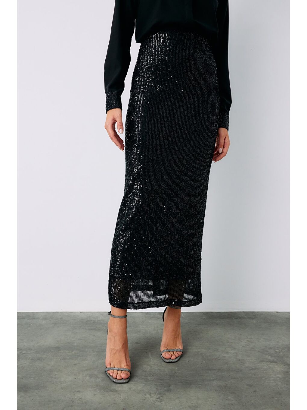 Karolin Midi Etek - Siyah-5