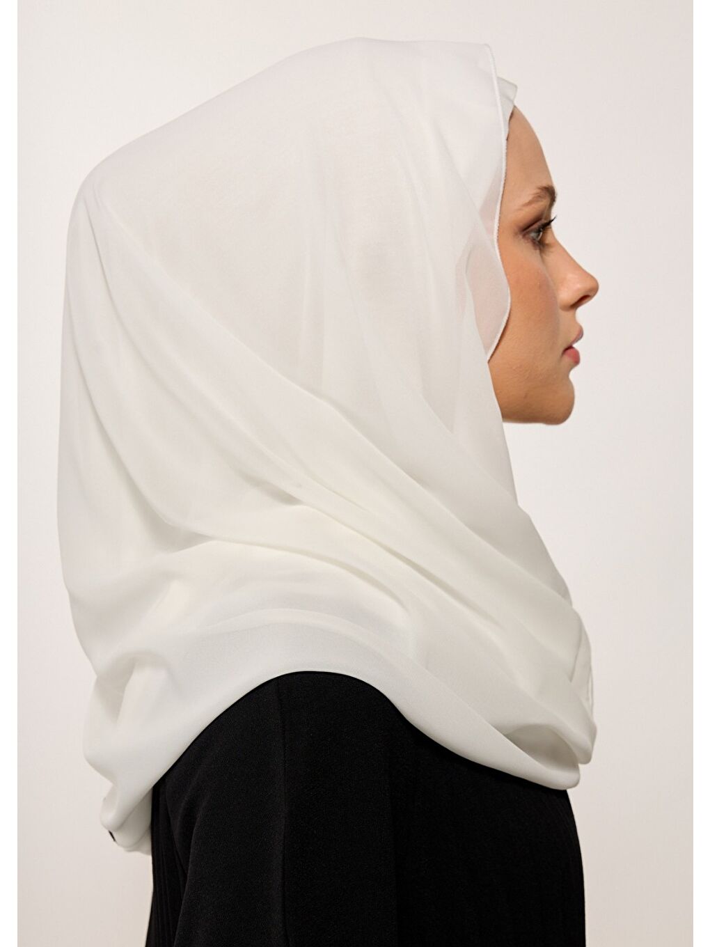 Eşarp - Şifonlu Şal - Beyaz-3