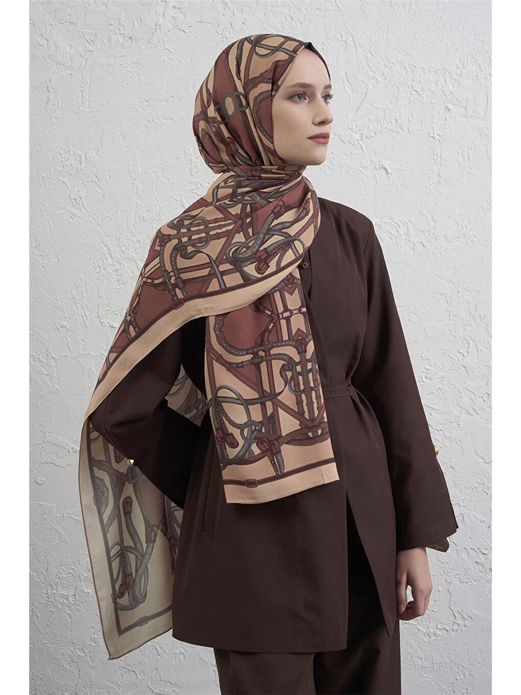 Kahverengi İpek Şal 5 03