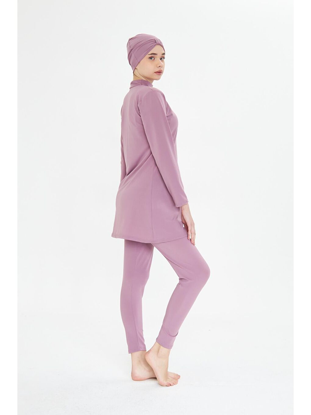 Tam Kapalı Elastanlı Tesettür Mayo Pembe 3485-P-3