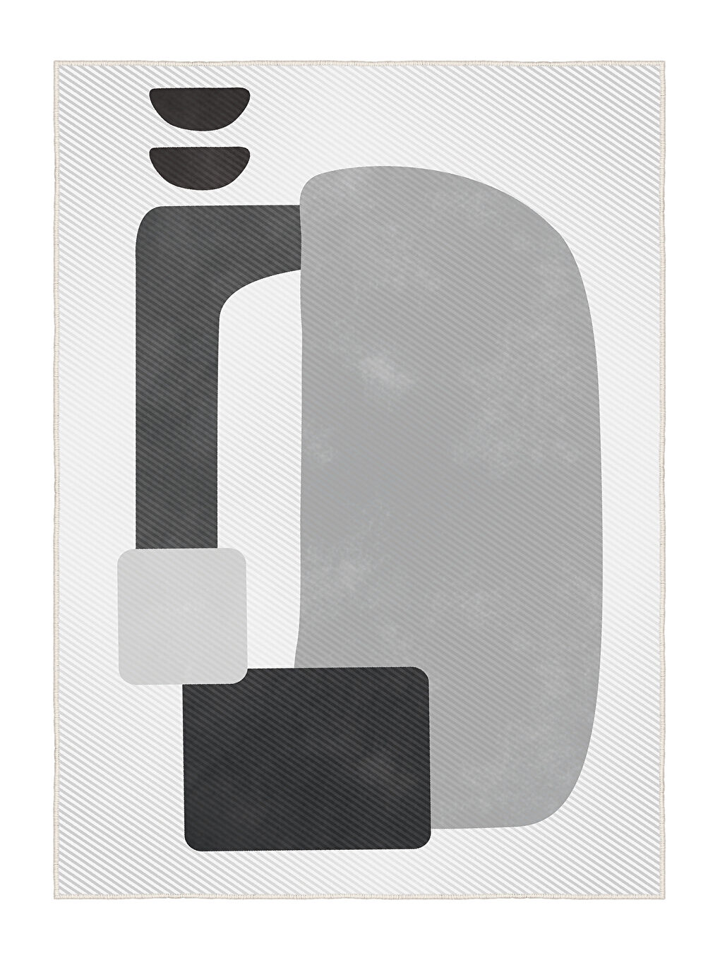 Gri Dekoratif Salon Halısı, Makinada Yıkanabilir, Kaymaz Taban, İnce & Modern Tasarım