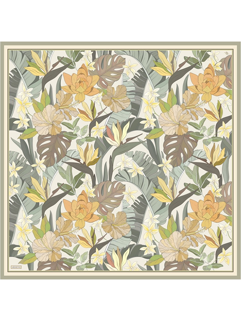 Haki Saf İpek Twill Eşarp 9500D 31-3