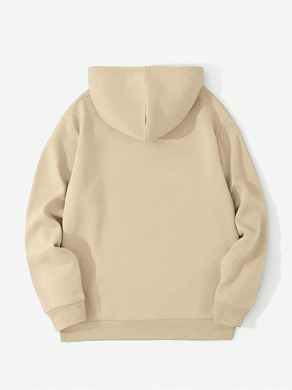 Bej Enjoy Baskılı Kapüşonlu Oversize Sweatshirt-1
