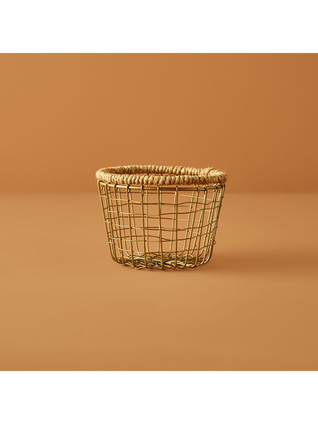 Sarı Fern Yuvarlak Sepet Naturel (13,5x8 cm)