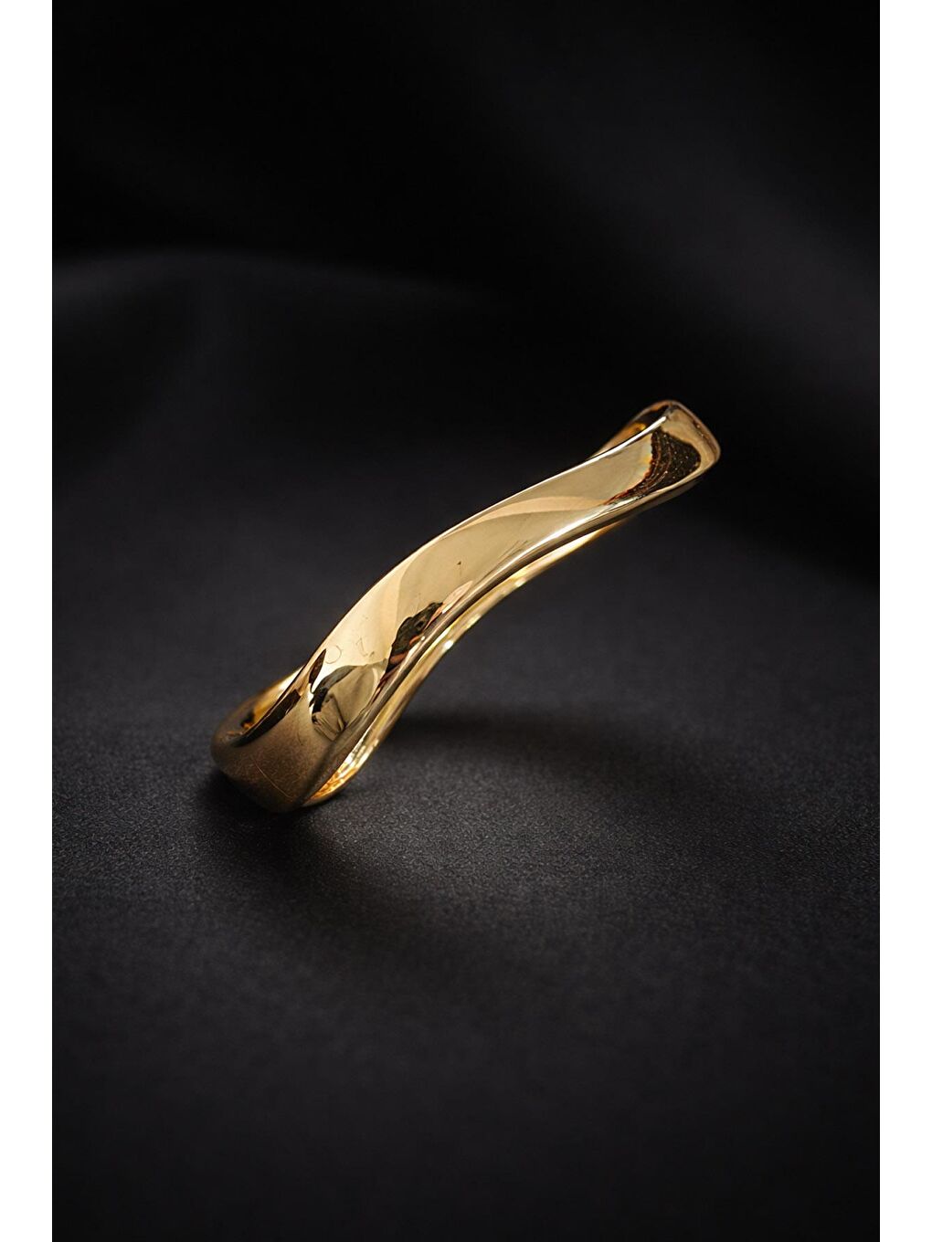 Sarı Dalgalı Model Manşet Altın Rengi Cuff Bileklik-4