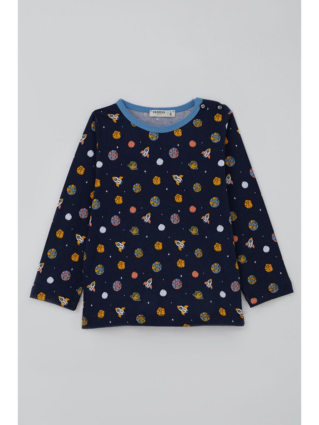 Erkek Bebek Pijama Takımı Galaksi Temalı Lacivert (9 Ay-3 Yaş)-1