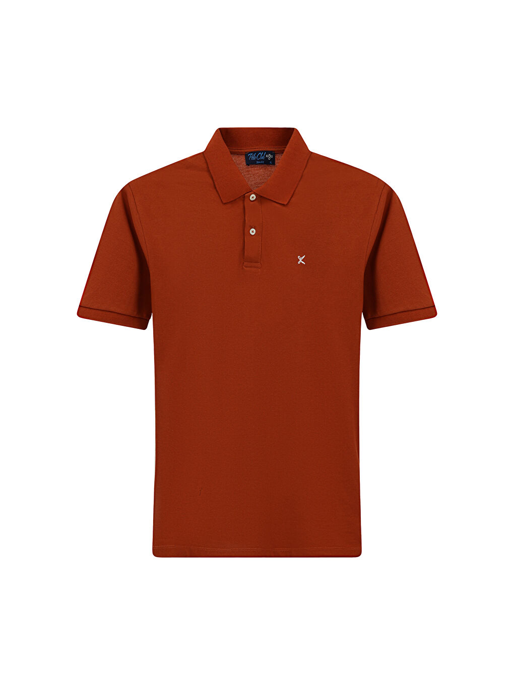 Kahverengi Erkek Polo Yaka Slim Fit Nakışlı %100 Pamuk T-shirt