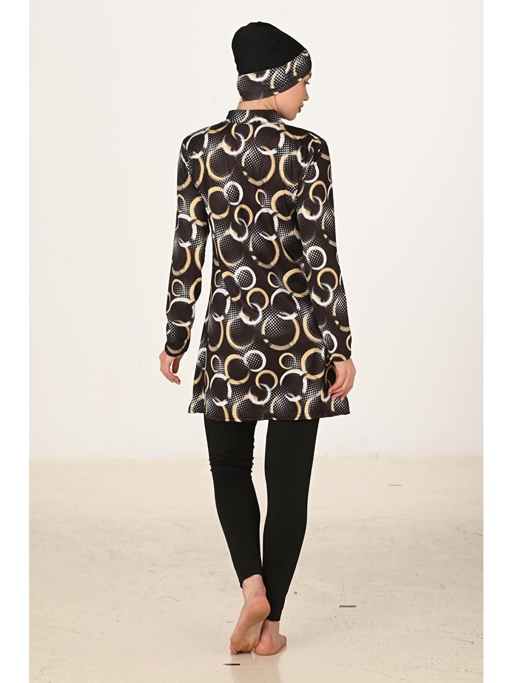 Siyah Tam Kapalı Elastanlı Tesettür Mayo 3414-2