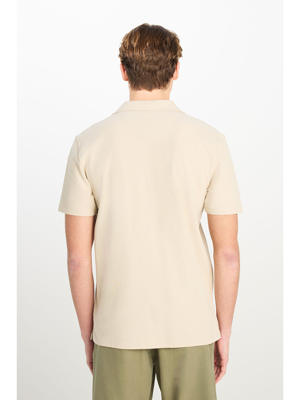 Kahverengi Relaxed Fit Geniş Kesim Deve Tüyü Pamuklu Gömlek-4