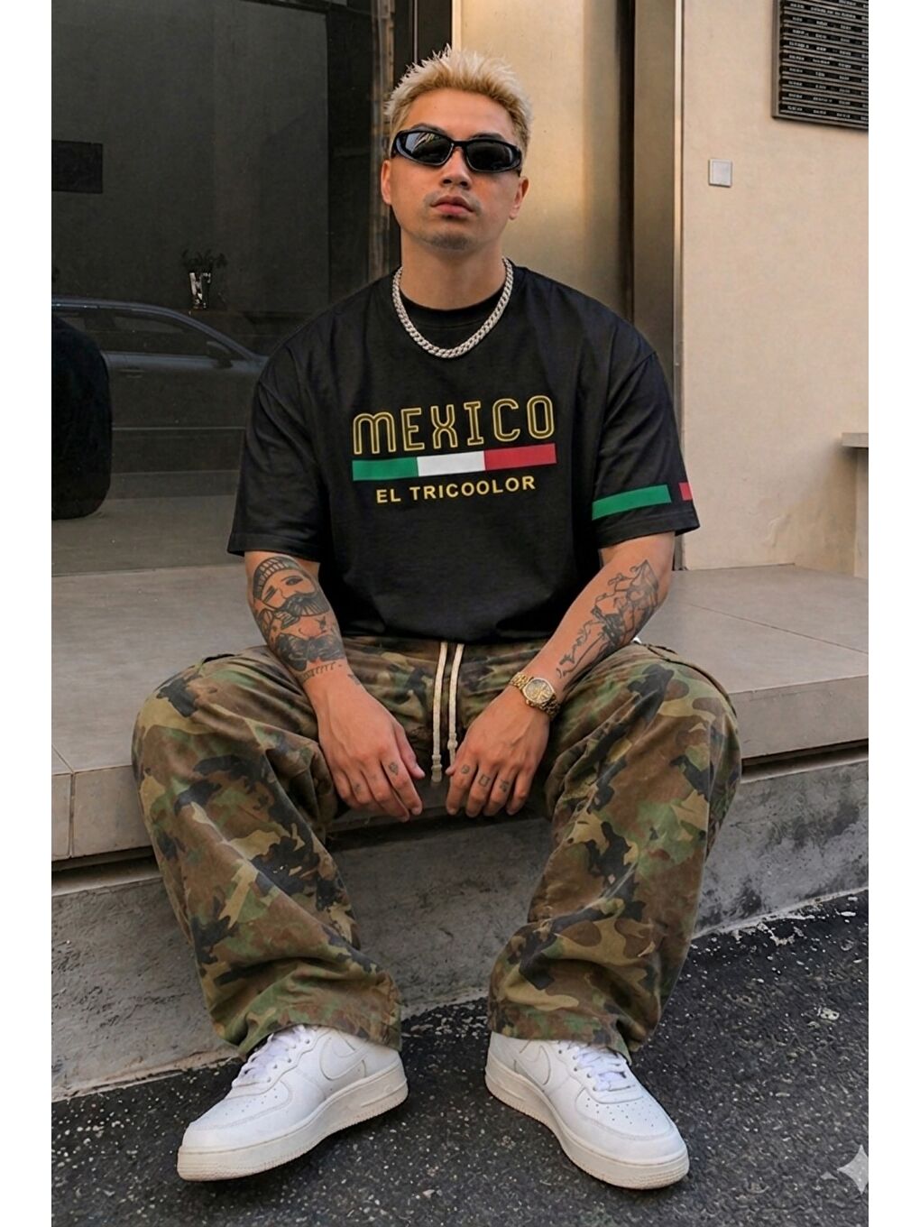 Siyah Erkek %100 Pamuk Regular Baskılı Tişört-1