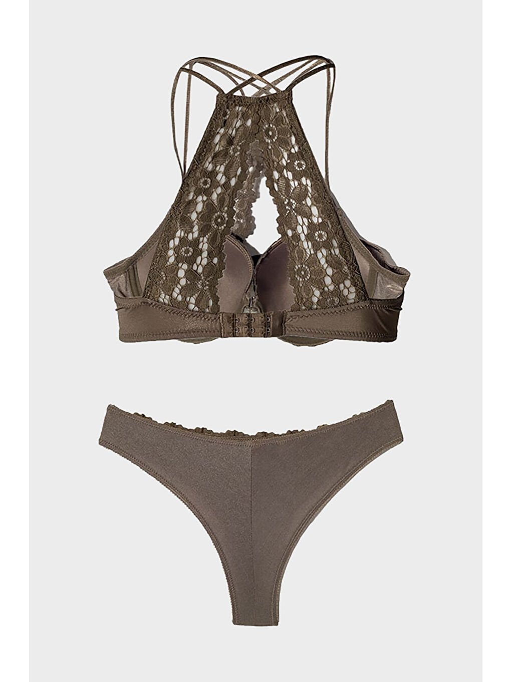 Haki Dantelli Sütyen Külot  Takımı-1