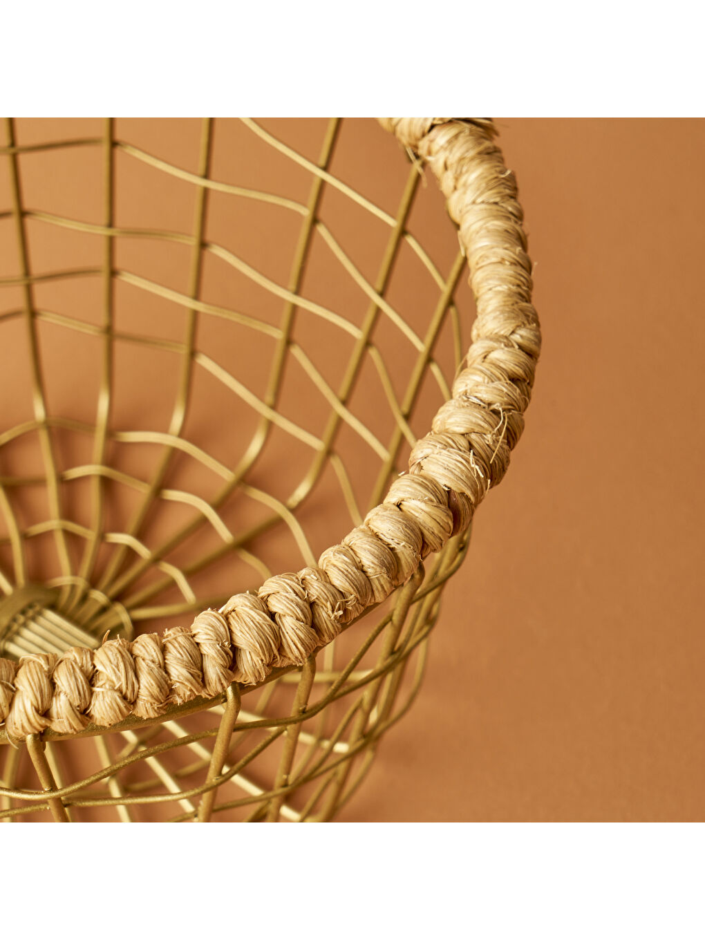 Sarı Fern Yuvarlak Sepet Naturel (13,5x8 cm)-1