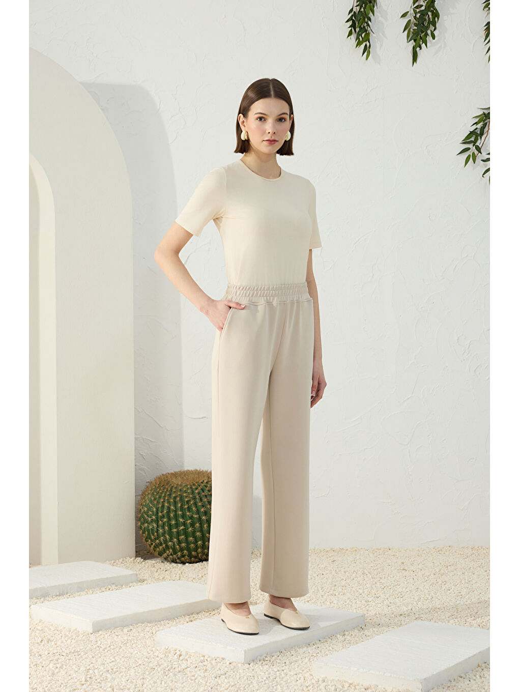 Bej Taş Modal Pantolon-3
