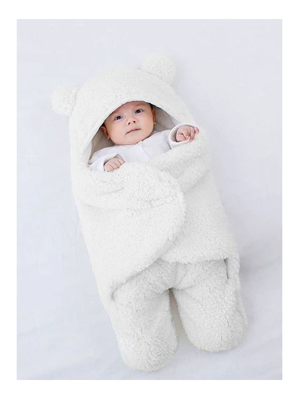 Beyaz Welsoft Kundaklı Dış Kundak Bebek Battaniye 0 - 12 Ay-4