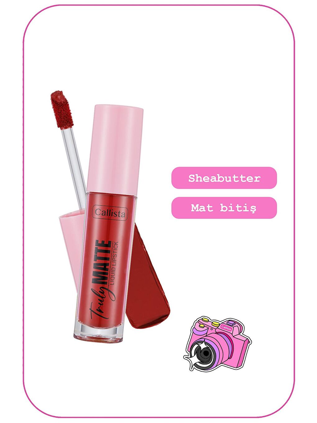 Callista Kırmızı Truly Matte Liquid Lipstick Mat Likit Ruj 407 Cherry Pop - Kırmızı - 1