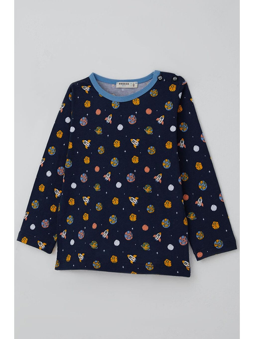 Erkek Bebek Pijama Takımı Galaksi Temalı Lacivert (9 Ay-3 Yaş)-5