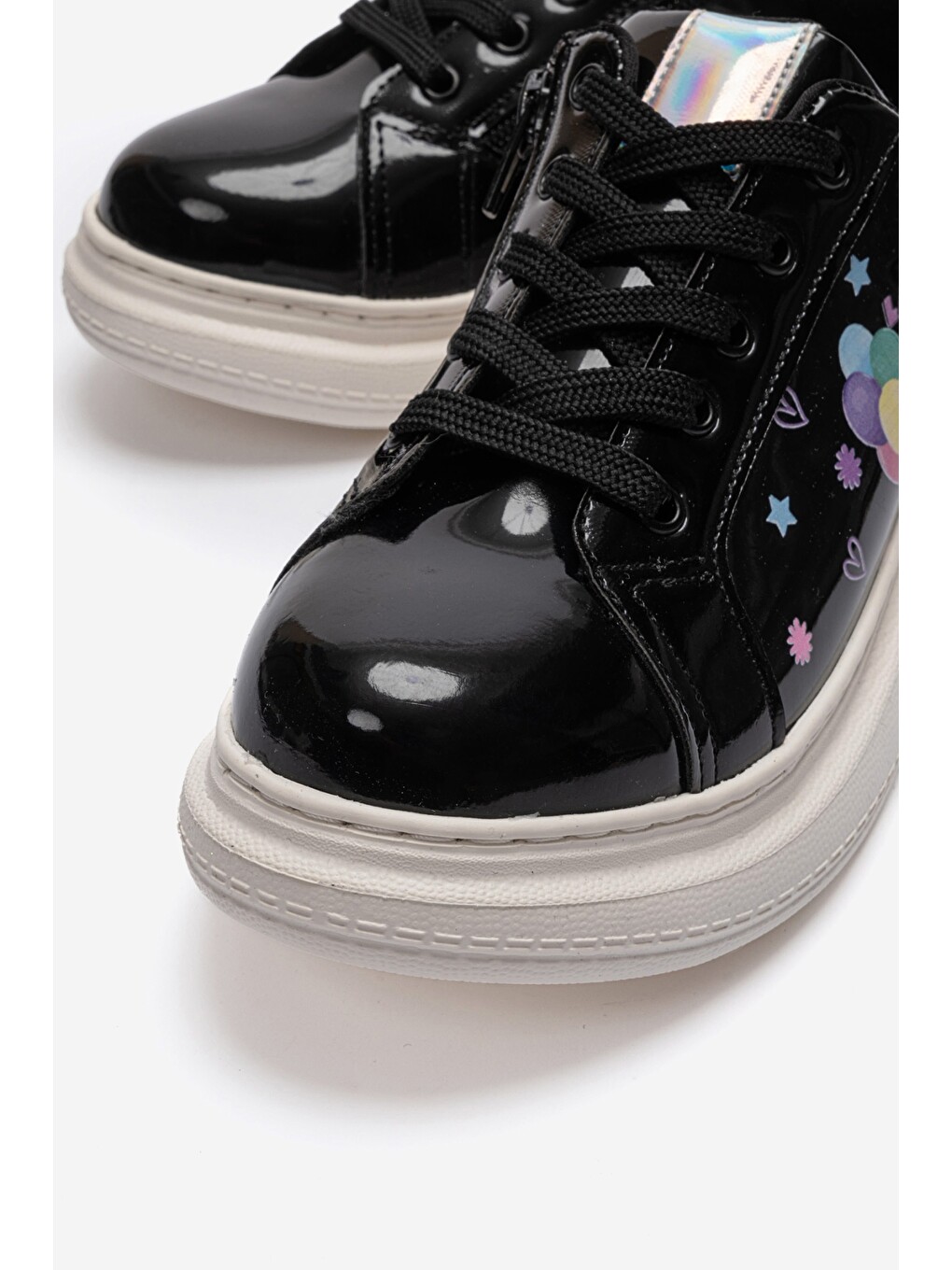 Kız Çocuk Siyah Rugan Sneaker Ayakkabı-1