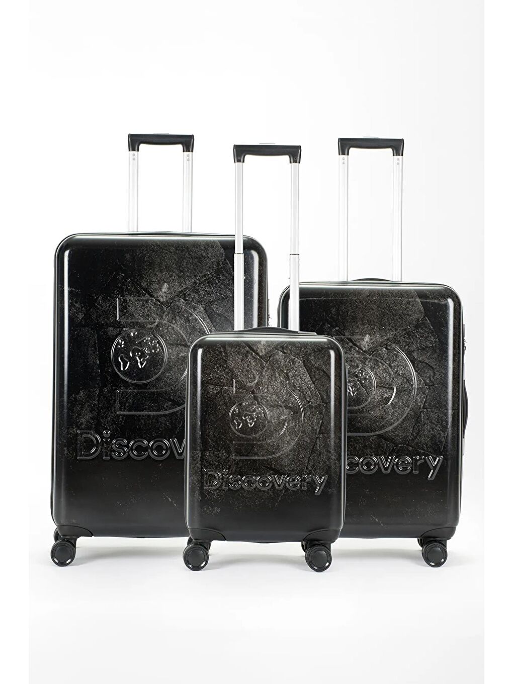 Siyah Kırıılmaz Sert Gövde Kilitili 8 Tekerlek Valiz Seti DL18HA