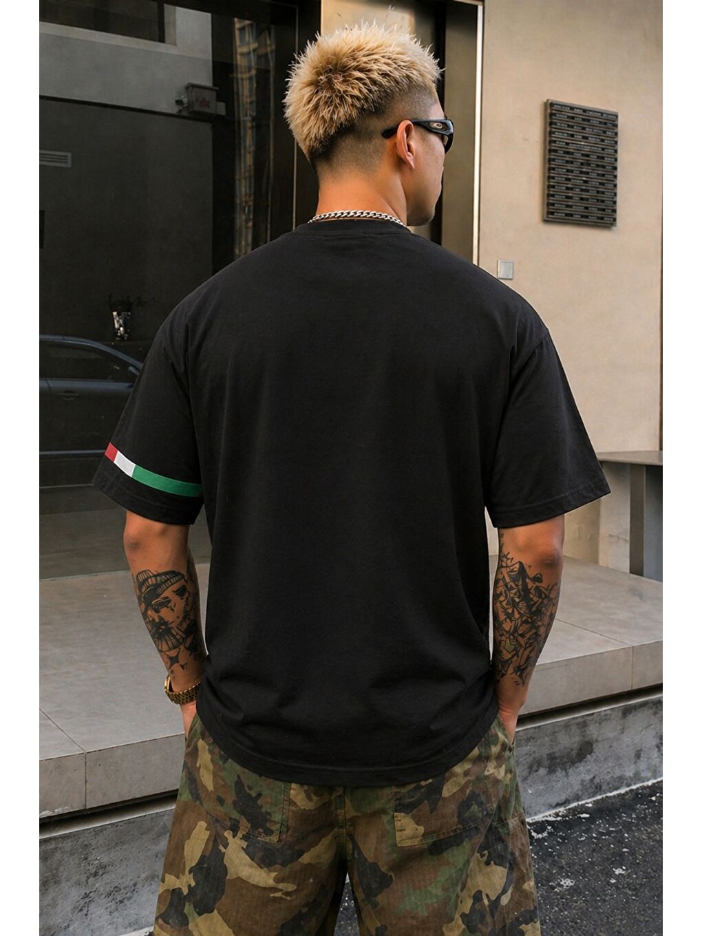 Siyah Erkek %100 Pamuk Regular Baskılı Tişört-2