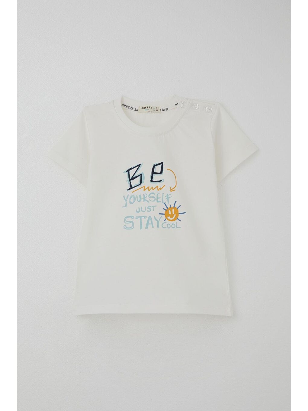 Erkek Bebek Şortlu Takım Motivasyon Temalı Bağcık Aksesuarlı Ekru (9 Ay-1 Yaş)-1