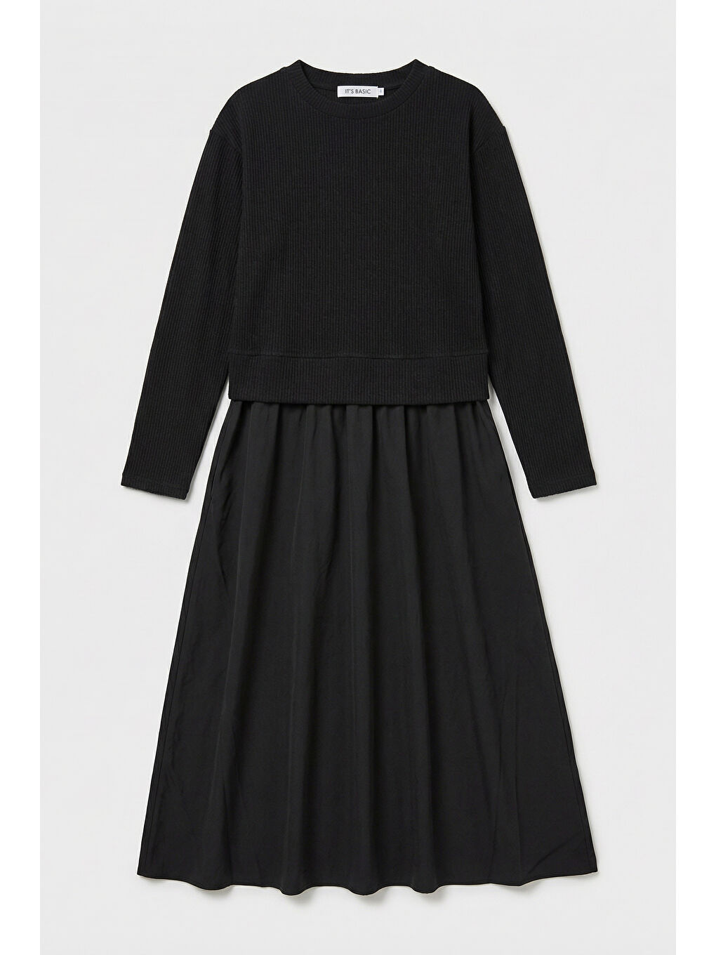 Kadın Siyah w5 Triko Kazak Etek Tek Parça Tasarım Elbise-3