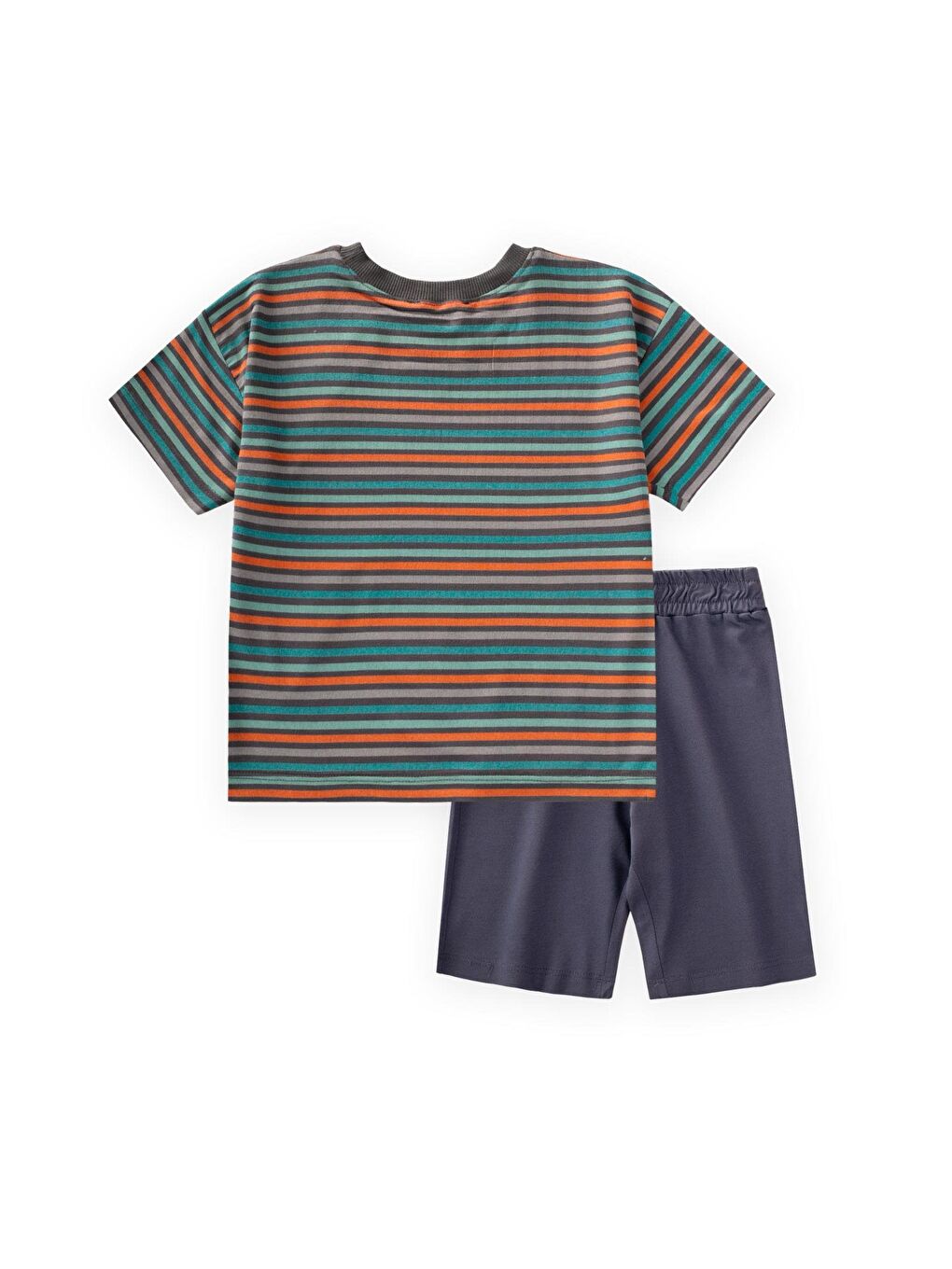 Gri Çizgili Basic Kapri Takım 1-8 Yaş Füme-1