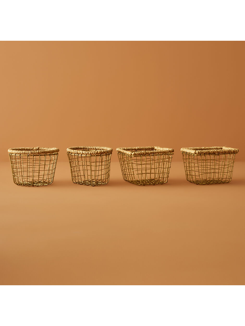 Sarı Fern Yuvarlak Sepet Naturel (13,5x8 cm)-2