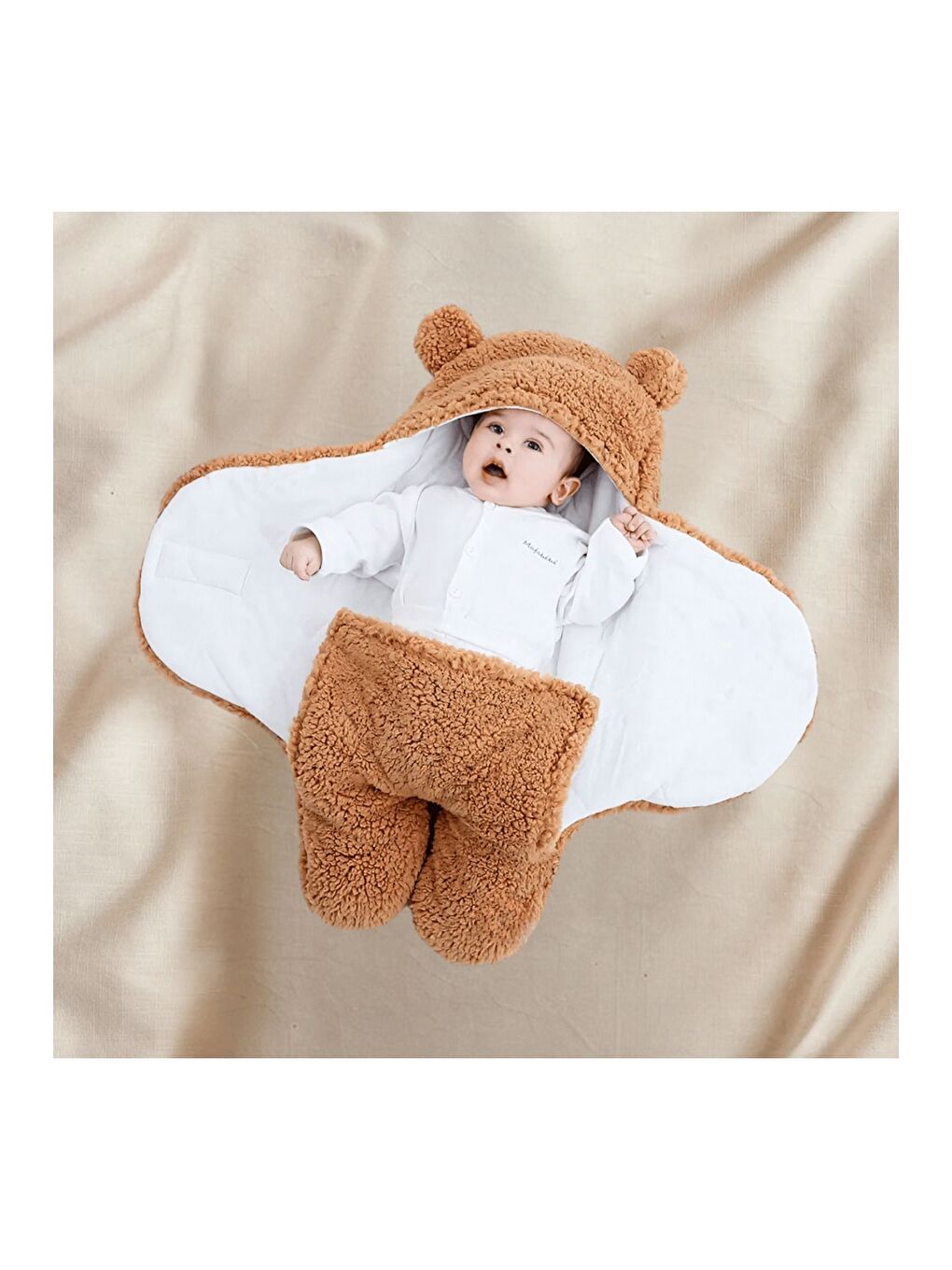 Kahverengi Welsoft Kundaklı Dış Kundak Bebek Battaniye 0 - 12 Ay