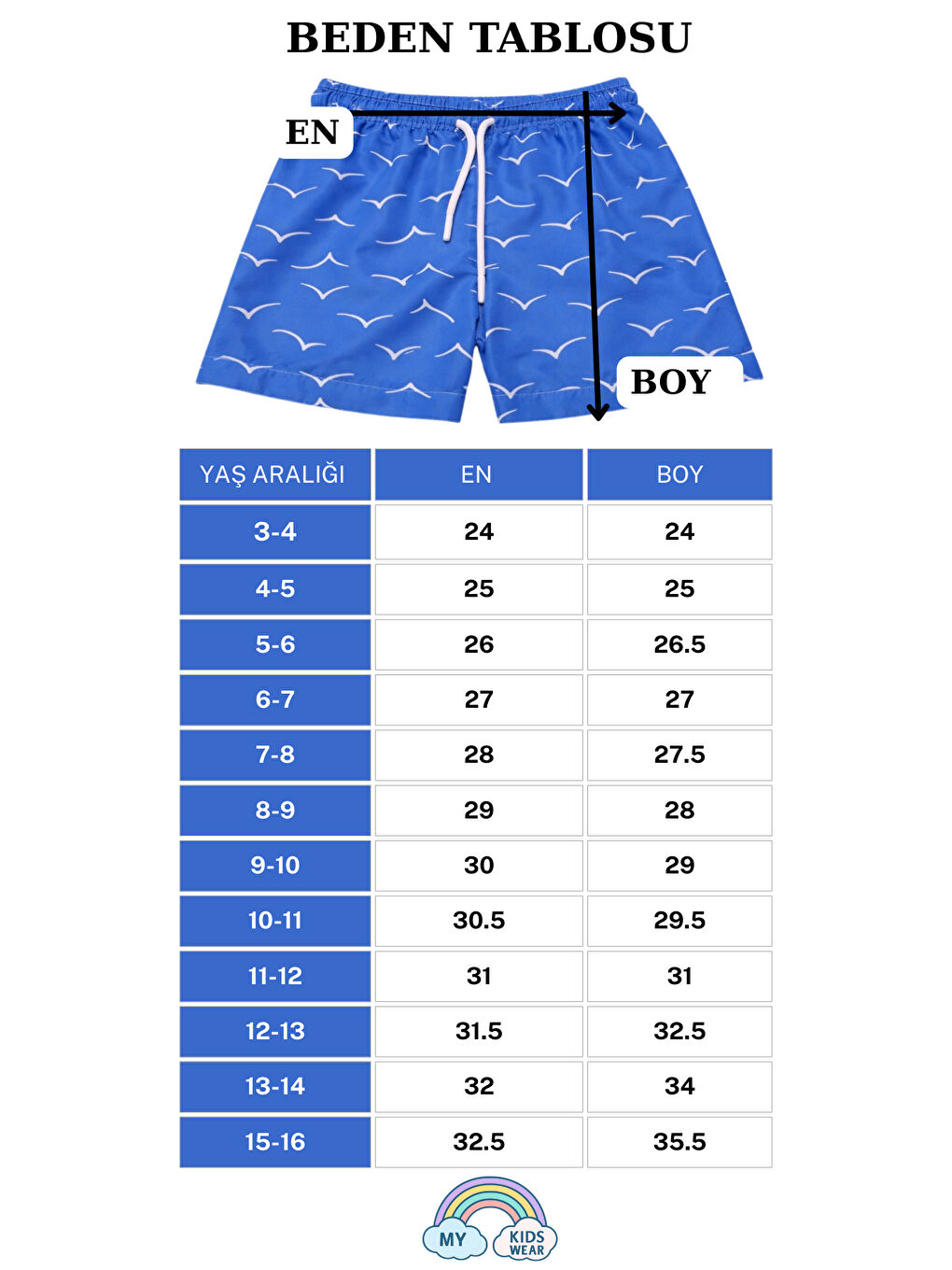 Lacivert Erkek Çocuk Desenli Deniz Şortu 3-16 Yaş 12414-1