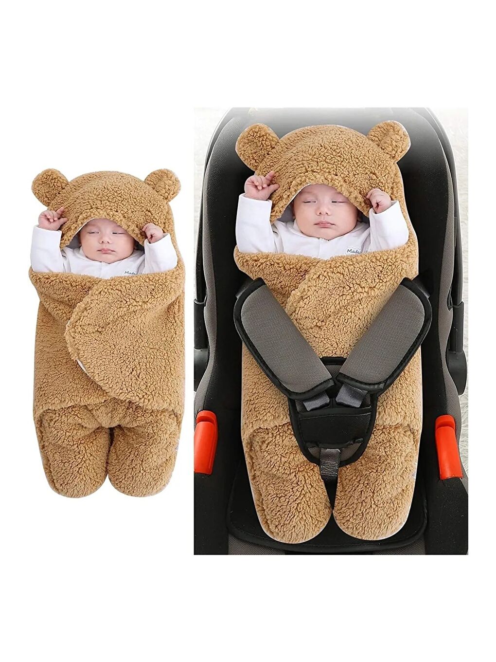 Kahverengi Welsoft Kundaklı Dış Kundak Bebek Battaniye 0 - 12 Ay-1